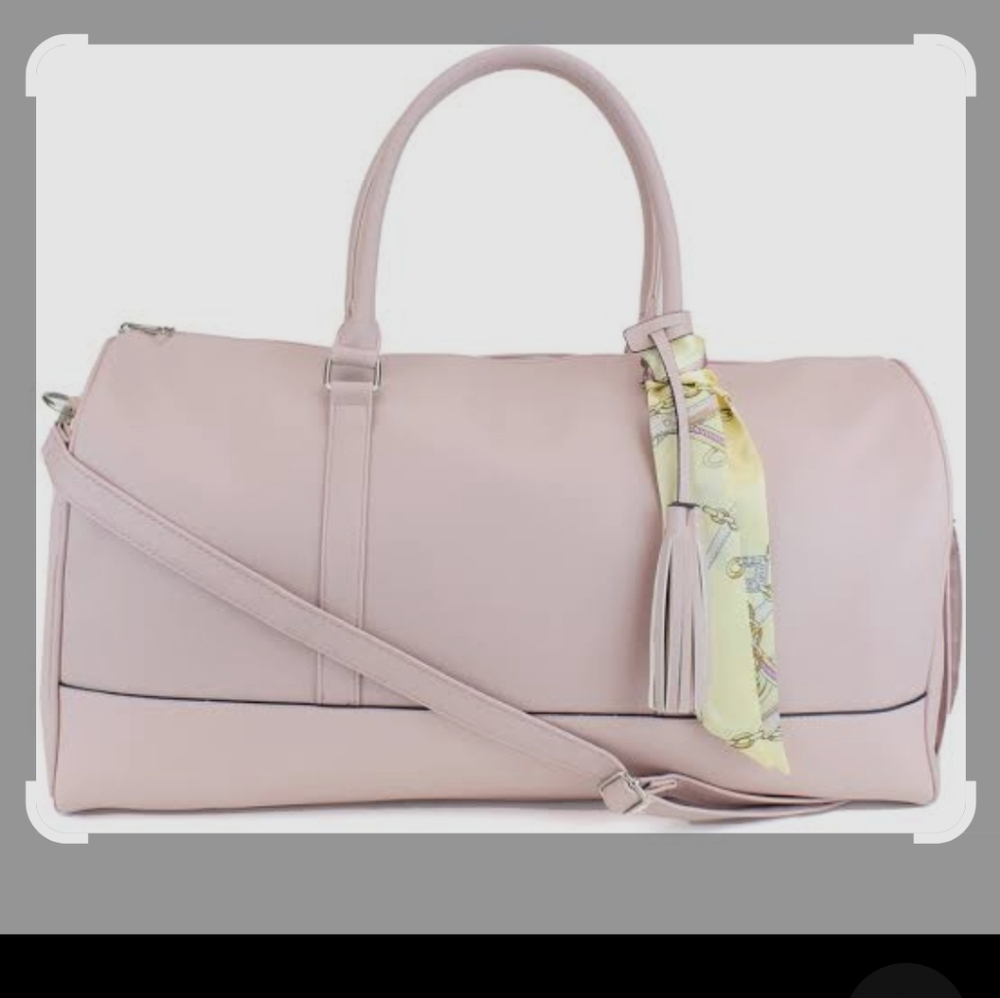 Saffiano Pu Leather Duffel weekend bag Elegant Pink girls trip vacation